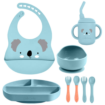 Little Cewty Blue 8Pcs Baby Feeding Set