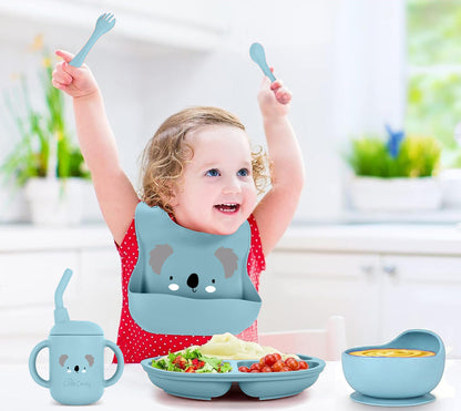 Little Cewty Blue 8Pcs Baby Feeding Set